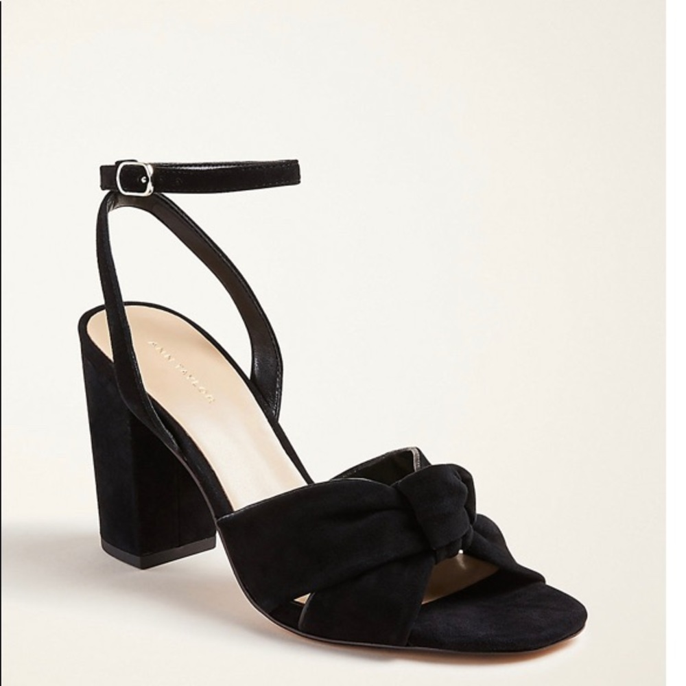 Ann Taylor Carolyn Knot Suede Block Heel Sandals